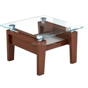 Kualitas Yang Baik Desain Bagus Kayu Meja Teh dengan Atas Kaca Meja Hot Sale