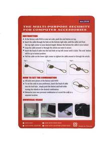 Verrou à câble de sécurité combiné avec placage chromé brillant certifié ISO9001 pour ordinateur portable et écran LCD - Product Image 3
