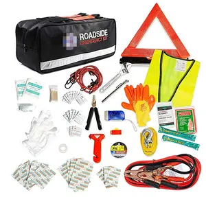 Emergency Roadside Car First Aid Kit With Jumper Cables Safety Roadside Assistance Vehicle Tool