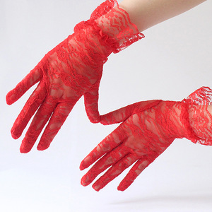 Go Party Hot Summer Wedding Bridal Bride Gloves 6 Colors Sexy Black & White Lace Driver Gloves & Mittens - Product Image 2