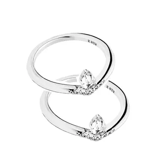 Slovehoony Cincin Pernikahan Impian Klasik, Perhiasan Fashion Dua Potong Set 925 Cincin Perak