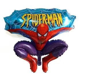 Mainan Spider Man untuk pesta anak-anak pahlawan kartun lucu balon helium foil