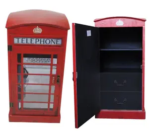 London phone booth design Leather decorative wooden cabinet