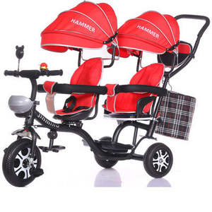 Tricycle deux roues pour enfants de 2 ans, siège doubles, pour jumelles, siège <span class=keywords><strong>b</strong></span>é<span class=keywords><strong>b</strong></span>é, avec deux places/poussette - Product Image 3