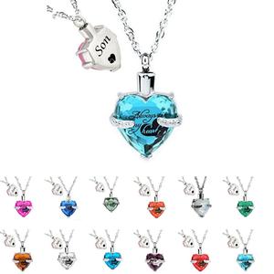 Joyería de cremación de cristal de hijo, collar con Colgante de Piedra natal de siempre en mi corazón, urna, soporte para cenizas, recuerdo - Product Image 1