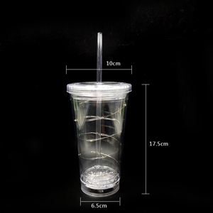 Vaso de Plástico de Doble Pared con Diseño Personalizado para Fiestas, con Luces LED, Tapa y Pajita - Product Image 5