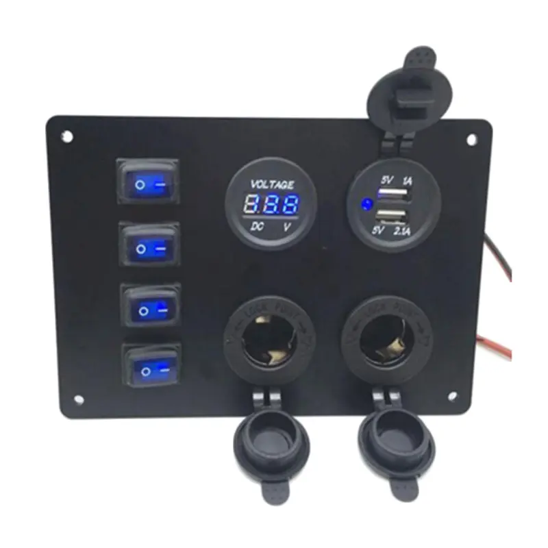 New product 12V-24V DC 4 Gang on off switch 3.1A dual usb charger Marine boat rocker switch panel