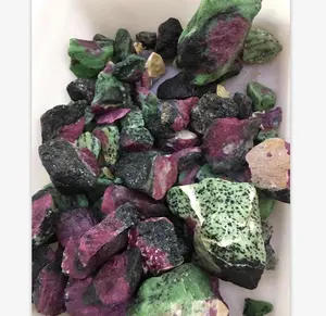 Natural Red And Green Ruby stone Crystal Epidote Tumbled Stone