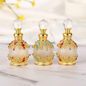 Flacon de parfum en verre vide de 15 ml, en alliage métallique, breveté, pour bijoux, huile essentielle, attar, style européen et moyen-oriental # 81111S - Product Image 4