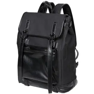 Saco dos homens laptop de couro pu mochila de viagem da moda todos mochila preta homens jovens a partir de China