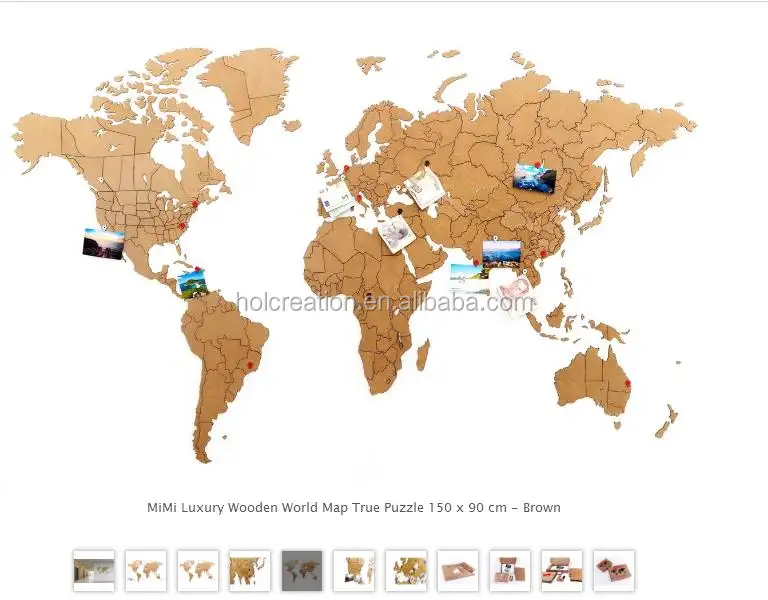 MIMI-mapa del mundo de madera de lujo, rompecabezas auténtico, 150X90 CM, Material MDF marrón