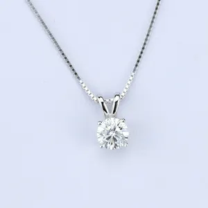 New style round shape 925 sterling silver moissanite pendant necklace for women