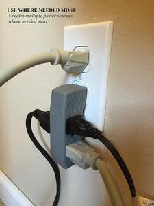 Prise murale à 3 voies - Adaptateur de prise murale triple à forme verticale pour derrière les meubles - Emplacements multi-prises - Product Image 4