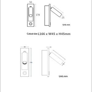 Lampu Dinding LED Terintegrasi untuk Kamar Tidur, Lampu Baca di Samping Tempat Tidur, Lampu Dinding Lipat Tersembunyi, Lampu Dinding Sudut yang Dapat Disesuaikan untuk Hotel dan Kafe - Product Image 4