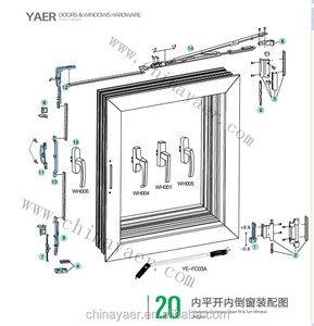 Matériel YAER pour <span class=keywords><strong>fenêtre</strong></span> d'inclinaison et de retournement en aluminium ouvert vers l'intérieur, <span class=keywords><strong>système</strong></span> de quincaillerie à 20 rainures - Product Image 2