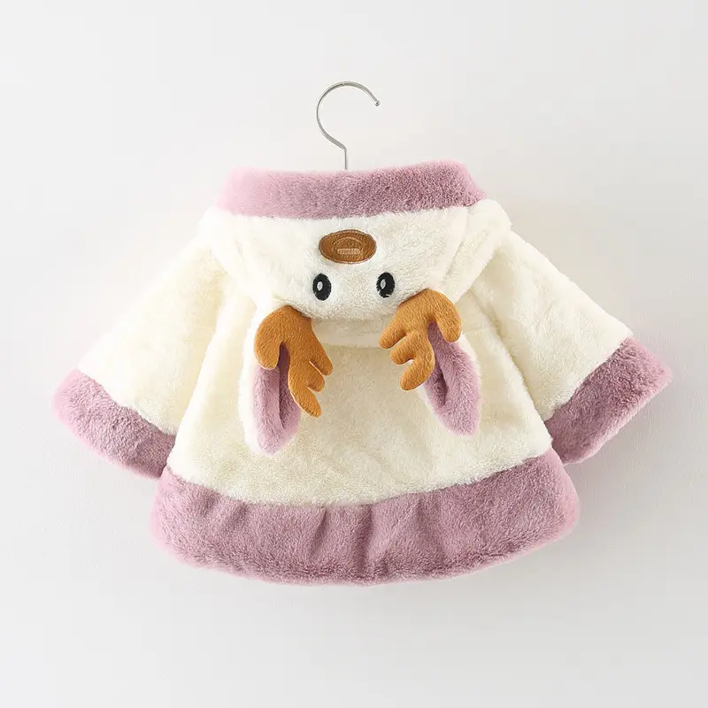 Осенняя шаль Hao для маленьких девочек, 2022, корейский милый пушистый свитер с капюшоном и рогами для младенцев