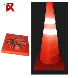 Cone de tráfego retrátil/reflexivo pp abs com cone dobrável luz superior