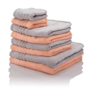 100% polyester microfiber coral fleece hand towel set