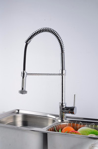 Mezclador de fregadero de acero inoxidable clásico de un solo mango de arco alto de 1 orificio, grifos de fregadero de cocina cromados con pulverizador extraíble Flexible, grifos táctiles - Product Image 2