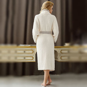 Leggero filato di piume <span class=keywords><strong>morbido</strong></span> abbigliamento da notte caldo <span class=keywords><strong>bianco</strong></span> Beige integrale 100% in poliestere ciniglia da donna <span class=keywords><strong>accappatoio</strong></span> - Product Image 4