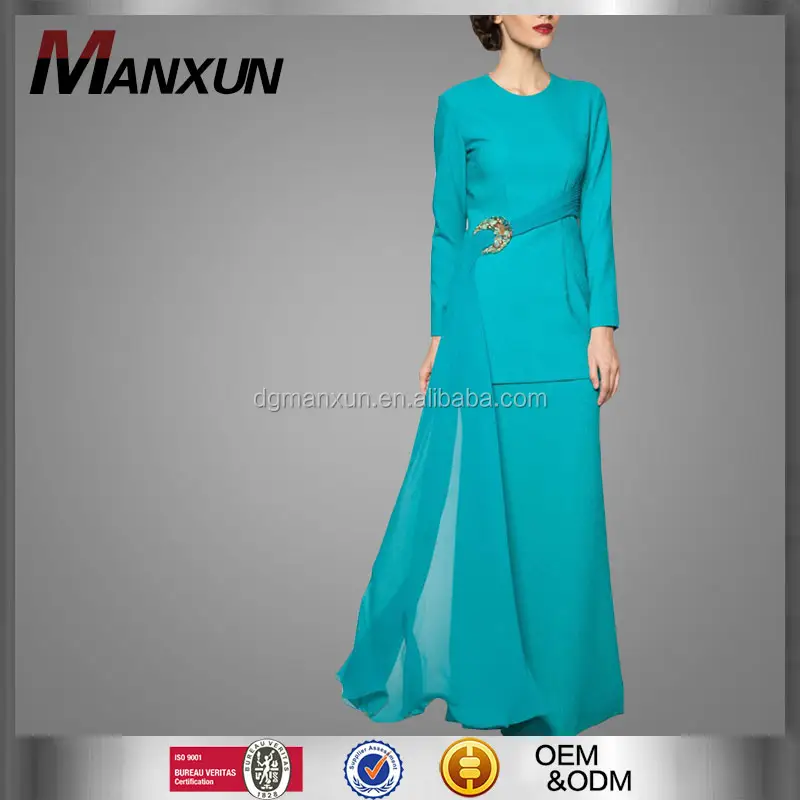 Classique vert baju kurung dames longue islamique prière vêtements baju kurung moderne