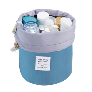 Wholesales Custom Fashion Travel Barrel <strong>Drawstring</strong> Cosmetic <strong>Makeup</strong> Pouch Organizer <strong>Bag</strong> - Product Image 3
