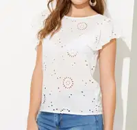 Women's Embroidered White Lace Blouse