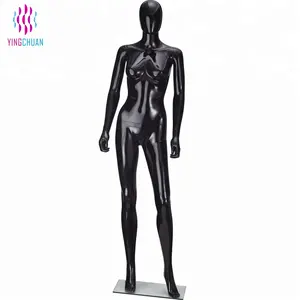 Manequim feminino de plástico preto brilhante preço, corpo inteiro, competitivo