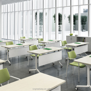 Greatway Folding Desk <strong>with</strong> <strong>Wheels</strong> Office Meeting Training Folding Study <strong>Table</strong> - Product Image 4