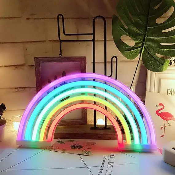 Fábrica Atacado Logotipo Personalizado Colorido Rainbow Wall Decor Acrílico Neon Sign Letters Led Sweet Gift Neon Light Sign