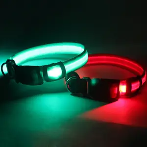 Özel Logo kişiselleştirilmiş Diy hayvan aksesuarları şarj edilebilir Led karanlıkta parlayan köpek tasması rgb köpek tasması