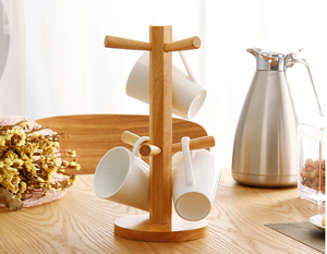 <strong>Wood</strong> <strong>Mug</strong> Rack <strong>Tree</strong>, <strong>Mug</strong> Hanging Display Rack Drinkware Shelf With 6 Hook <strong>Tree</strong> Shape <strong>Wood</strong> Coffee Tea Cup Storage Holder Stand Kit - Product Image 2