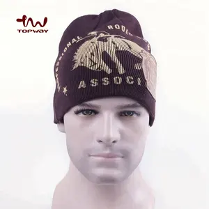 OEM Custom Mens Acryl Wol Winter Hoeden Beanie Hoeden Met Patroon Brief