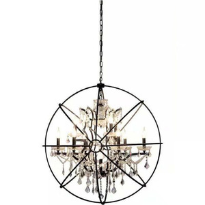 Paese americano teodolite meridionale circolare antico industriale Retro cristallo globo di ferro <span class=keywords><strong>lampadario</strong></span> per ristoranti - Product Image 2