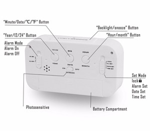 Clásico <span class=keywords><strong>LCD</strong></span> digital Reloj con calendario sensor de luz y alarma - Product Image 3