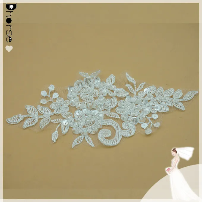 dhorse fabbrica diretta dhlf1647 personalizzati floreale in rilievo da sposa in tessuto perla applique per il matrimonio