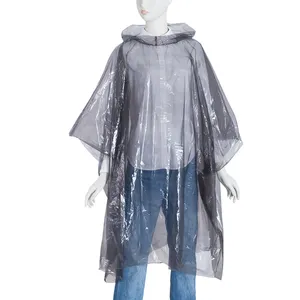 Capa de chuva plástica impermeável para meninas, cor PE Poncho, com logotipo, para roupa de chuva e escalada