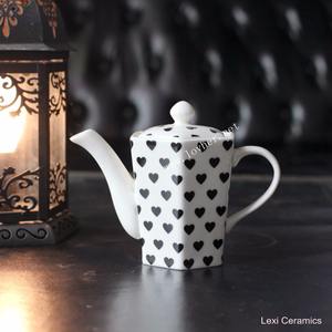 Juego de té de porcelana con diseño de amor de China, juego de té de porcelana de cerámica, taza y platillo, juego de té de la tarde con diseño de corazón, 5 uds. - Product Image 3