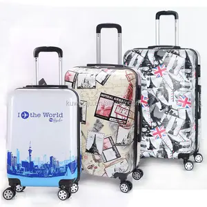 London Bưu Chính In 5 Cái Spinner Hardcase Hành Lý Cứng Shell Stamp In Ấn 4 Bánh Xe Spinner Va Li ABS Hành Lý