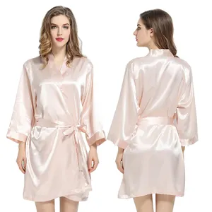 Fabrik Großhandel Artikel 2903 Satin Nachtwäsche Luxus Damen Sexy Kimono Seiden roben für Braut und Brautjungfer Party