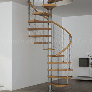 <span class=keywords><strong>Escalier</strong></span> en colimaçon en acier inoxydable avec marches en bois massif, prix, échelle ronde - Product Image 3