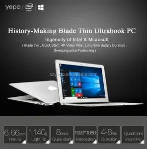 Notebook 13.3 Inci Ultra Ramping, Laptop Intel Quad Core 2GB 32GB 2017 Penjualan Terbaik