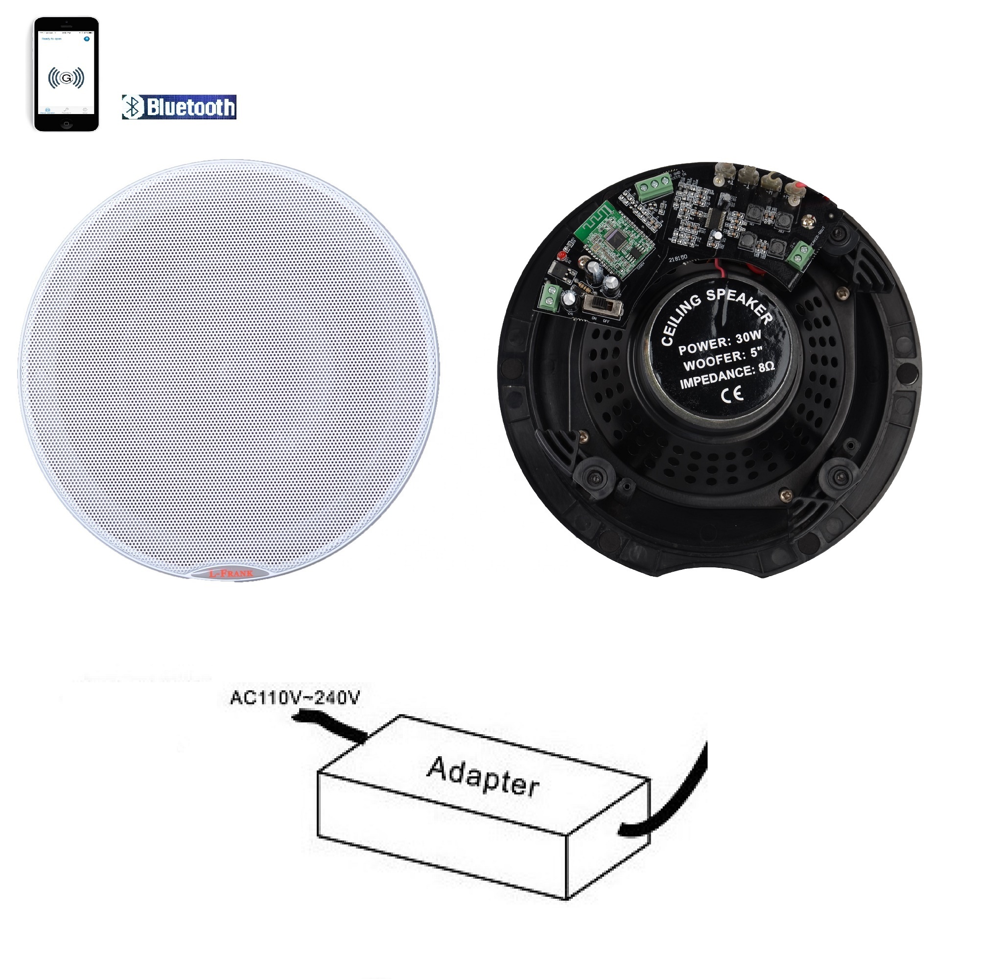 2026 Factory 2025 Factory Trade Price Active Amplified Frameless Ceiling Speaker for Pair Playing Phone Music For Public Address system music, · image 2