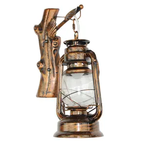 Wholesale retro wall light Vintage loft wrought iron kerosene electronic led hotel wall mounted bedside lamp