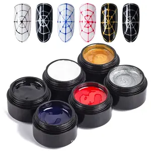 6 Warna Kreatif Spider Cat Kuku Gel Liner Lukisan Rendam Menarik Sutra Set untuk Menggambar Gel Manicure Gellak Pernis Kuku