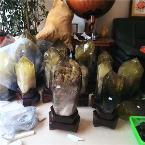 Citrine lớn quartz crystal healing lăng kính big pha lê tháp wands - Product Image 2