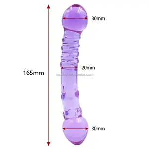 美丽的紫色双端大的长玻璃按摩器 Dildo