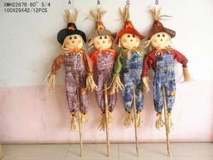 زينة فزاعة من القش الاحتفالي-زخرفة ساحة الحديقة في الهواء الطلق ، الحصاد اليدوي والديكور المنزلي الموسمي - Product Image 2