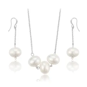 63830 Unique Ladies White Color Fashion pearl earring pendant Jewelry Set