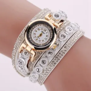 Bracelet femme moderne montre-bracelet à quartz 40MM bracelet avec beaucoup de diamants 8 couleurs en cuir mode dame montre relojes de mujer